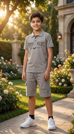 صورة طقم ولادي قطني من قطعتين.